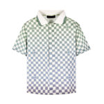 루이비통 【잔디집2】 다미에 그라데이션 반팔 셔츠 실크 프린트 (세븐)