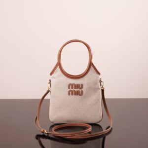 미우미우 (팬더) 아이비 미니 토트 아이보리 소가죽 캔버스 백 5BA281