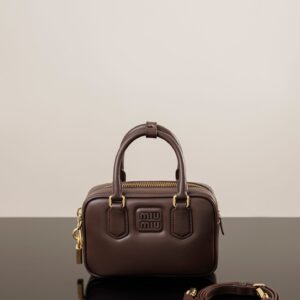 미우미우 (팬더) 아르카디에 소가죽 핸드백 브라운 5BB123