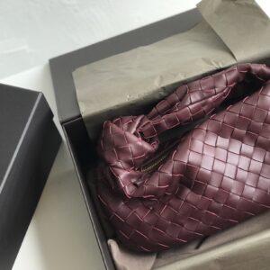 보테가 (징) 미니 조디 버건디 편직 가죽 호보백 609409