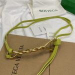 보테가 (징) 소가죽 꼬임 벨트 골드 버클 라임