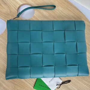 보테가 (징) 편직 소가죽 손가방 블루 649616
