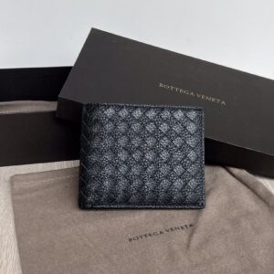 보테가 (징) 남녀 공용 짧은 지갑 리치 수제 가죽 블랙 110915