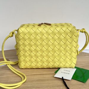 보테가 (징) 업그레이드 버전 더블 지퍼 편직 사각백 노란색 680225