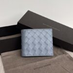 보테가 (징) 중간 폭 편직 단지갑 남녀공용 디자인 블루 605721