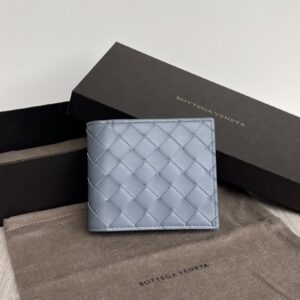 보테가 (징) 중간 폭 편직 단지갑 남녀공용 디자인 블루 605721