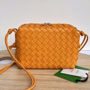 보테가베네타 (징) 업그레이드 버전 더블 지퍼 편직 사각백 오렌지 680225