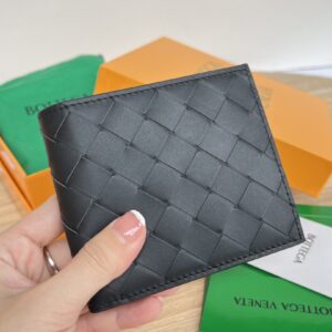 보테가 (징) 중간 너비 편직 짧은 지갑 블랙 605721