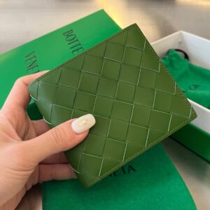 보테가 (징) 중간 너비 편직 반지갑 그린 B家605721