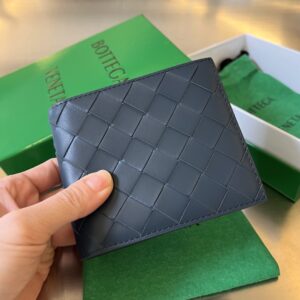 보테가 (징) 중간 너비 편직 단지갑 실용적인 디자인 네이비 605721