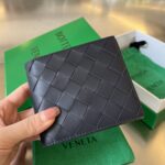 보테가 (징) 중간 너비 편직 반지갑 실용적 블랙 605721