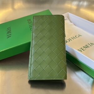 보테가 (징) 남성용 편직 반접이 지갑 소가죽 그린 676593