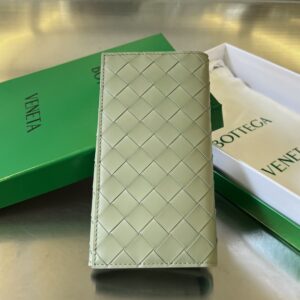 보테가 (징) 남성용 편직 반접이 지갑 소가죽 그린 676593