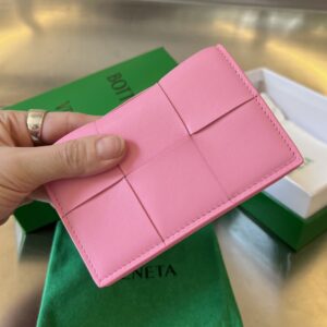 보테가 (징) 대형 편직 명함 지갑 핑크 651396