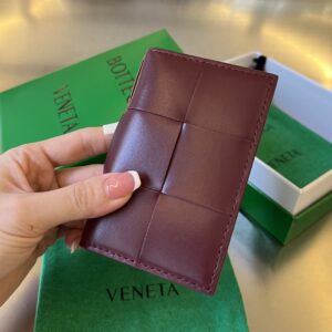 보테가 (징) 대형 체크 카드 지갑 소가죽 보라색 649602