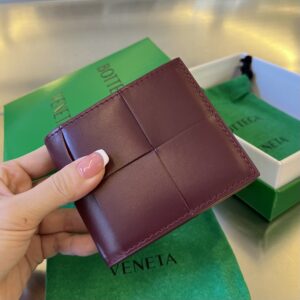 보테가 (징) 대편직 단지갑 남녀공용 클래식 디자인 버건디 649603