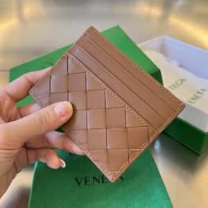 보테가 (징) 새틴 카드 지갑 소가죽 브라운 731956