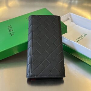보테가 (징) 남성용 편직 반접이 지갑 소가죽 블랙 676593