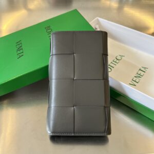 보테가 (징) 남성용 대형 체크 접이식 지갑 소가죽 그레이 679845