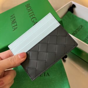 보테가 (징) 새틴 카드를 위한 카드 지갑 그레이/민트 749449