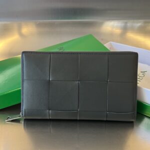 보테가 (징) 남성 대편格 지갑 클래식 편직 소가죽 그레이 649607