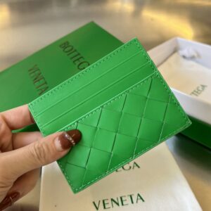 보테가 (징) 새틴 카드를 위한 카드를 위한 카드 지갑 그린 749449