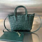 보테가 (징) 미니 카바트 크로커다일 가죽 백 그린 717712