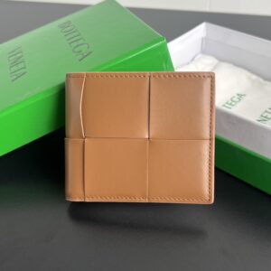 보테가 (징) 대편직 반지갑 남녀공용 소가죽 브라운 649603