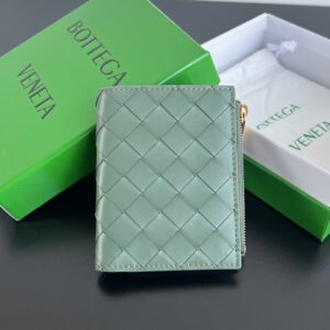 보테가 (징) 엮음 지퍼 지갑 그린 742330