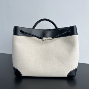 보테가 (징) 안디아모 토트백 소가죽 캔버스 백 아이보리 786194