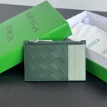 보테가 (징) BV 편직 지퍼 카드 지갑 그린 755985