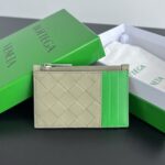 보테가 (징) BV 편직 지퍼 카드 지갑 그린 755985