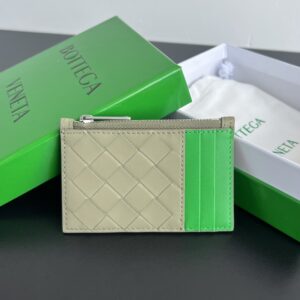 보테가 (징) BV 편직 지퍼 카드 지갑 그린 755985