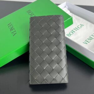 보테가 (징) 남성용 편직 반접이 지갑 소가죽 그레이 676593