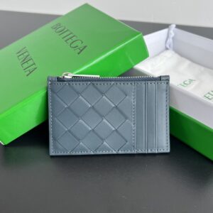 보테가 (징) BV 편직 지퍼 카드 지갑 블루 755985