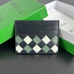 보테가 (징) 새틴 카드 지갑 블랙/그린 731956