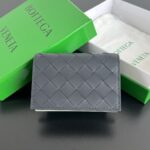 보테가 (징) 명함 지갑 고급스러운 편직 소가죽 블랙 605720