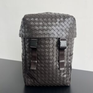 보테가 (징) 새틴 더블 플랩 백팩 블랙 766580