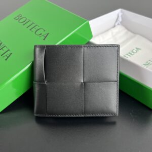 보테가 (징) 대편직 코인 포켓 더블 접이식 지갑 블랙 649605