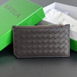 보테가 (징) 라지 지퍼 카드 지갑 소가죽 브라운 805827