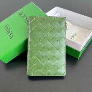 보테가 (징) 엮인 더블폴드 지퍼 지갑 그린 749940