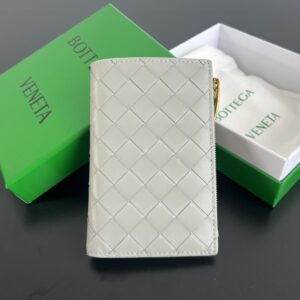 보테가 (징) 엮인 더블 접이식 지퍼 지갑 그레이 749940