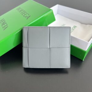 보테가 (징) 대형 편직 동전 지갑 더블 폴드 그레이 649605