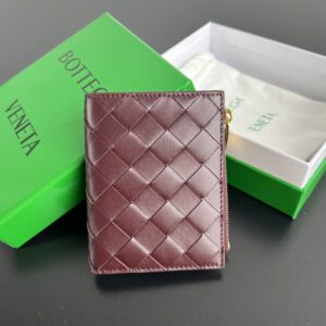 보테가 (징) 인트레치아토 더블 지퍼 월렛 버건디 742330