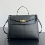 보테가 (징) Ciao Ciao 핸드백 실버 금속 디테일 실키 카프 가죽 블랙 826195