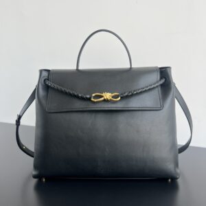 보테가 (징) Ciao Ciao 핸드백 실버 금속 디테일 실키 카프 가죽 블랙 826195