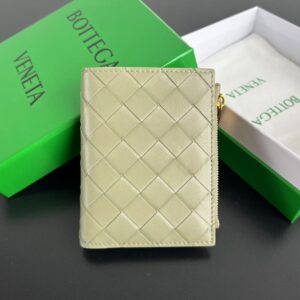 보테가 (징) 엮음 더블 지퍼 지갑 그린 742330