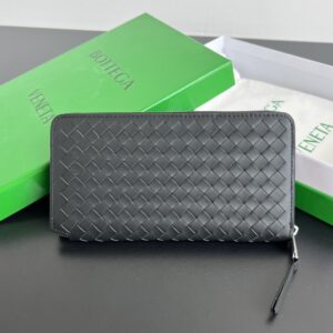 보테가 (징) 세밀한 편직 지갑 블랙 814680