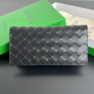 보테가 (징) 클래식 편직 장지갑 블랙 749438