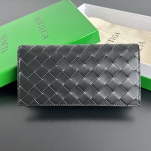 보테가 (징) 클래식 편직 장지갑 블랙 749438